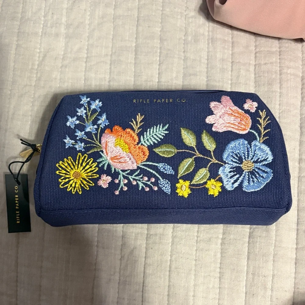 Rifle Paper Co. Navy Floral Cosmetic Bag - Picture 1 of 2